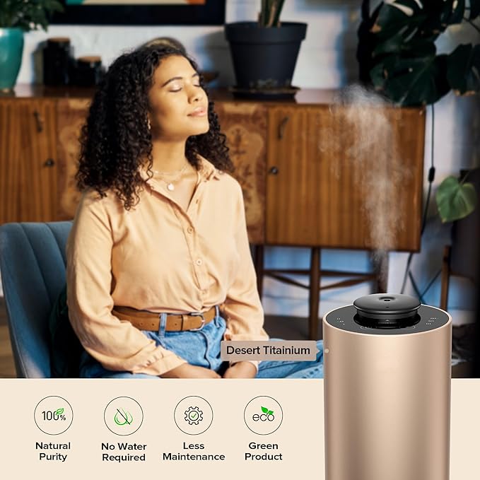 Airversa Waterless Essential Oil Diffuser Starter Kit with 4 x 10mL Fragrance Scent Oil, Battery Operated Mini Scent Air Machine Portable Diffuser for Home Car Office, ANX Titanium Kit01 - Bloomnest
