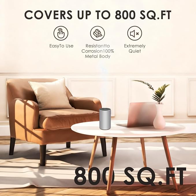 Waterless Essential Oil Diffuser, 7 Colors LED Light, Battery Powered Mini Scent Air Machine, Aromatherapy Mist Diffuser for Home Room Car Office (Silver) - Bloomnest