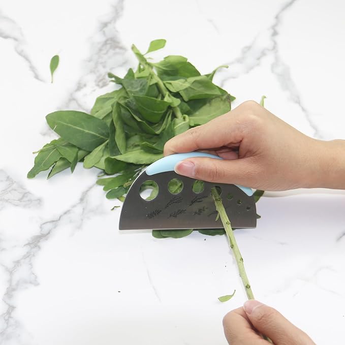 Herb Stripper and Herb Cutter 2 in 1,Herb Stripping Tool Herb Chopper Cilantro Chopper Best Kitchen Gadgets Presents for RV Owners Campers Chefs and Cooking Lovers,1PCS,Blue,Stainless Steel - Bloomnest