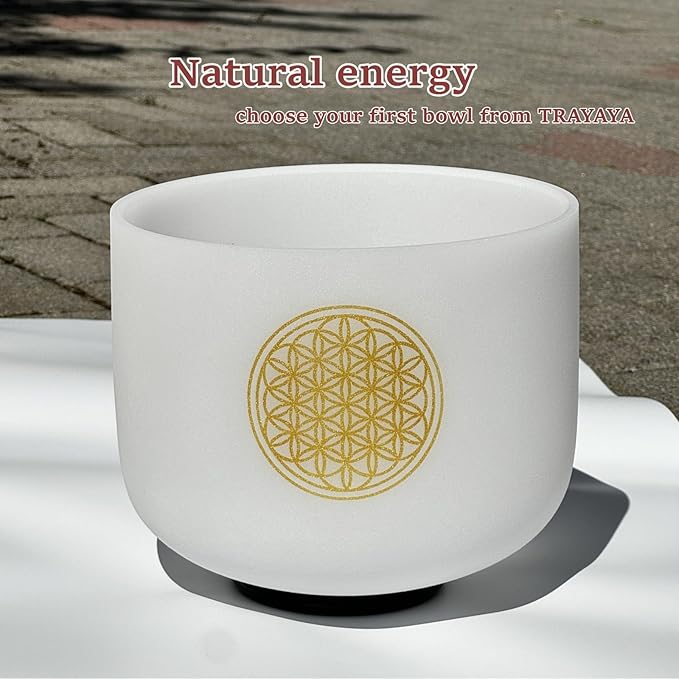 528HZ 8 Inch C Note Flower of Life Crystal Singing Bowl Sound Healing Crystal Bowl Meditation Sound Bowl Sound Bath Life Flower Singing Bowl With Bag - Bloomnest