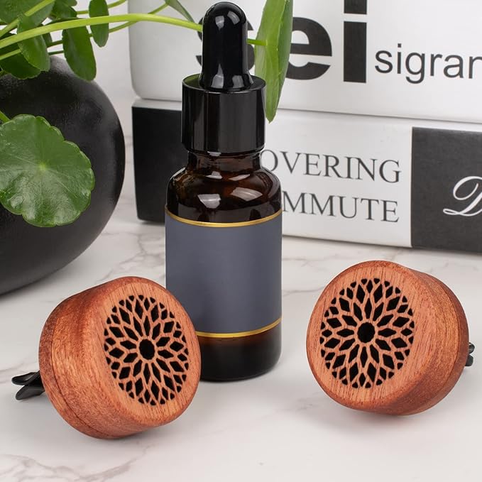 Essential Oil Car Diffuser, 2 PCS Flower Car Aromatherapy Wood Diffuser with Vent Clip - Bloomnest