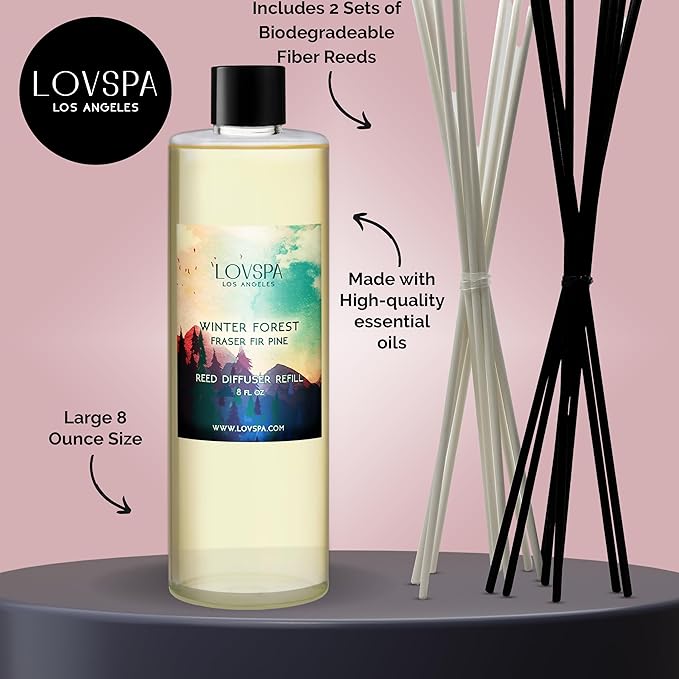 LOVSPA Winter Forest Pine Diffuser Oil - Holiday Essential Oils for Diffuser Refill & Air Freshener Room Spray - Long-Lasting & Natural Home Fragrance, Scented Oil for Diffusers, USA Made, 8 oz - Bloomnest