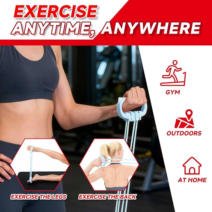 6 Gear Adjustable Resistance Bands, Fitness Resistance Bands Exercise Bands with Comfort Grips, Unisex, for Arms, Chest Extender, Home Workout, Fitness, Pilates - Bloomnest