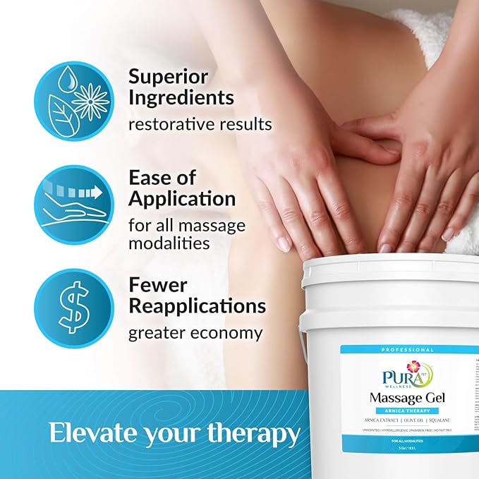 Wellness Professional Arnica Therapy 5 Gallon Massage Gel, Arnica Gel for Bruising, Olive Oil, Arnica Extract, Unscented, Hypoallergenic, Natural, Skin Moisturizing, Hydrating, Deep Tissue - Bloomnest