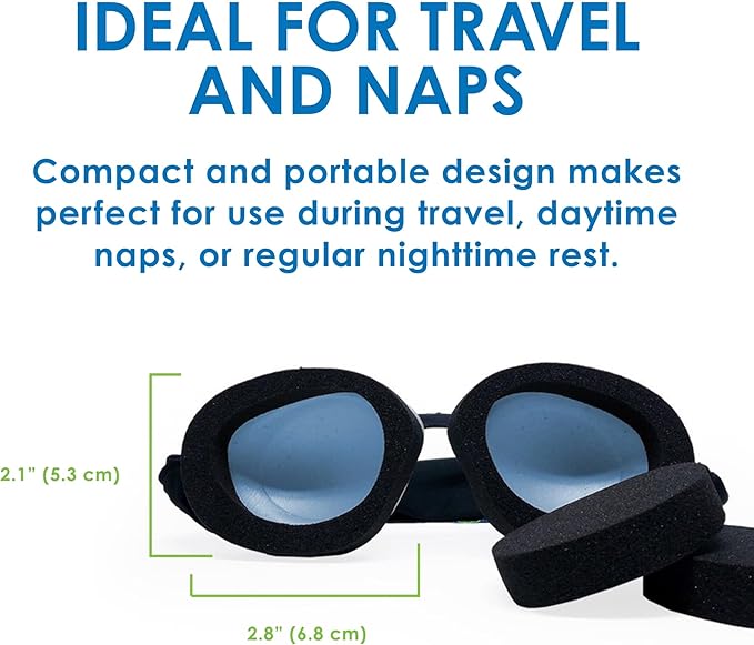 Eye Eco Tranquileyes Mini Sleep Eye Mask – Dark Eye Mask for Dry, Irritated Eyes - Soft Comfort Eye Shade - Adjustable Straps Creates Darkness – Travel, Nap, Sleep – Blue, Not One-Size-Fits-All - Bloomnest