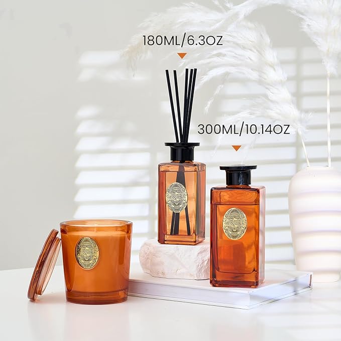 M&SENSE 6.3 oz Large Reed Diffuser Set | Orange Goji Scent Oil Diffuser with Sticks | Hotel Collection Non-Toxic Essential Oil |for Bedroom Bathroom Living Room - Bloomnest