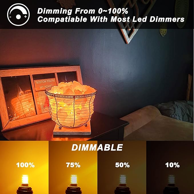 Himalayan Salt Lamp Rock Bulb Dimmable E12 led Sleep Night Light Bulb 2200K Amber Warm, Kx-2000 40W Candelabra T6 C7 4W e12 led Candle Bulbs 450lm for Therapy Mood Soothing Bedroom Nursery,6Pack - Bloomnest