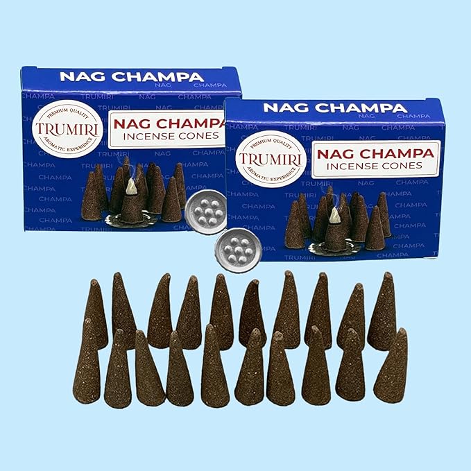 Nag Champa Incense Cones - Total 20 Cone Incense - Dual Pack of 10 Insence Cones - Incense Cones Scented - Cone Incense Scents - Insense Cones - Incent Cone TRUMIRI