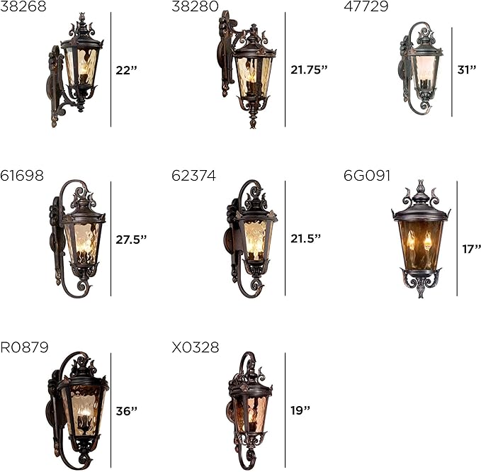 John Timberland Casa Marseille Rustic Industrial Outdoor Wall Light Fixture Warm Bronze Scroll 27 1/2" Hammered Glass for Exterior House Porch Patio Outside Deck Garage Yard Front Door Garden Home - Bloomnest