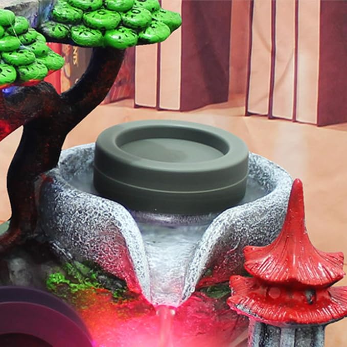 Rockery Water Fountain Desktop, Resin Tabletop Waterfall Fountain Indoor Rotating Water Ornaments Fountain Water Pump with LED Light for Office Home and Bedroom Desktop Decor(US 110V)