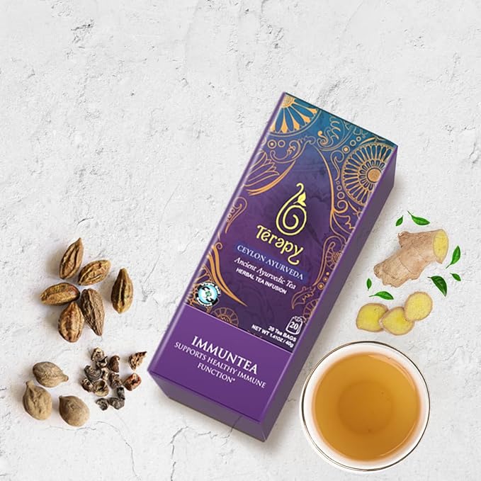 Térapy Ceylon ImmunTea Ayurvedic Tea | All Natural Herbal Ingredients | 20 Count Individually Wrapped Tea bags | Helps boost your immunity naturally - Bloomnest