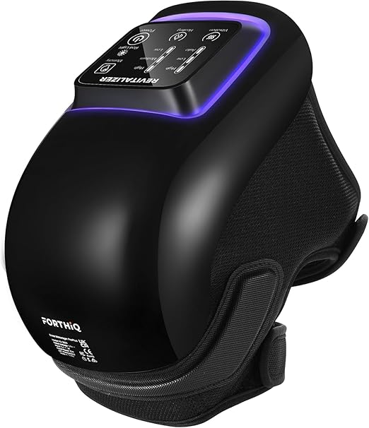 FORTHiQ Knee Massager Pro+ with Heat, Red Light and Vibration, 6-in-1, Dual-Wavelength - Cordless, Portable, Adjustable Straps, Easy to Use, Saves Your Settings - Bloomnest