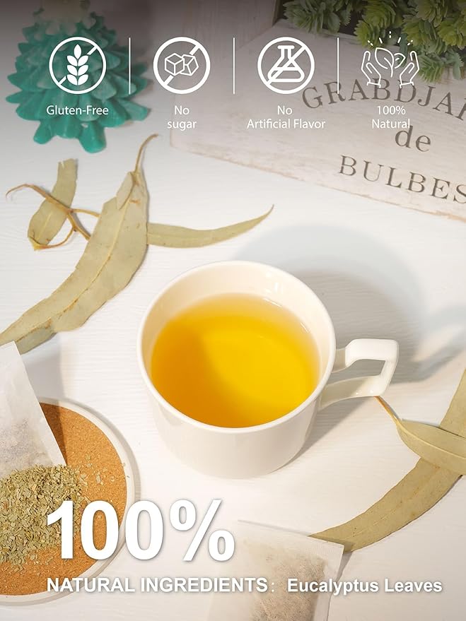 TeeLux Eucalyptus Tea Bags, Premium Dried Eucalyptus Leaves Tea, Refreshing & Smooth Flavor, Caffeine Free, 100 Count - Bloomnest