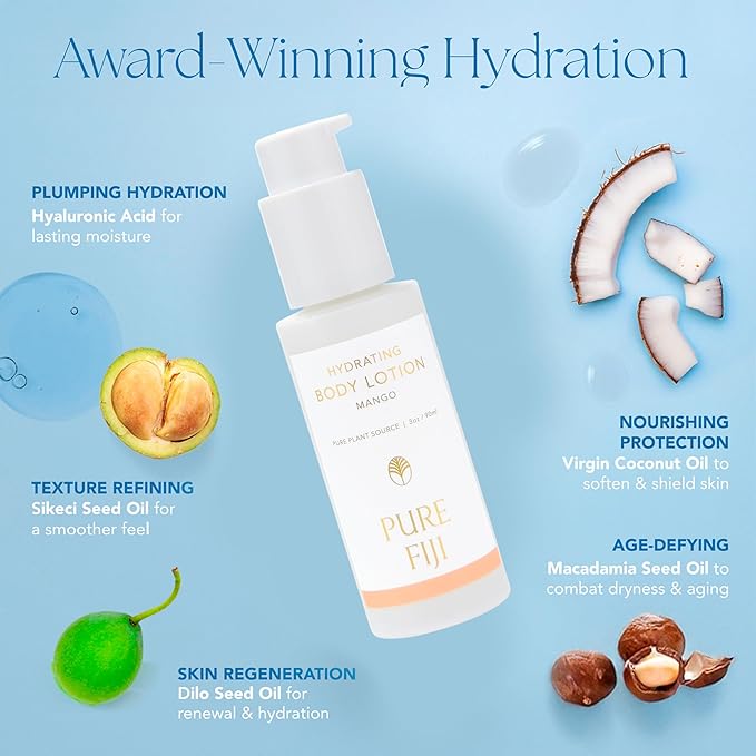 PURE FIJI Hydrating Body Lotion Travel Size, Mango (3oz/90ml)