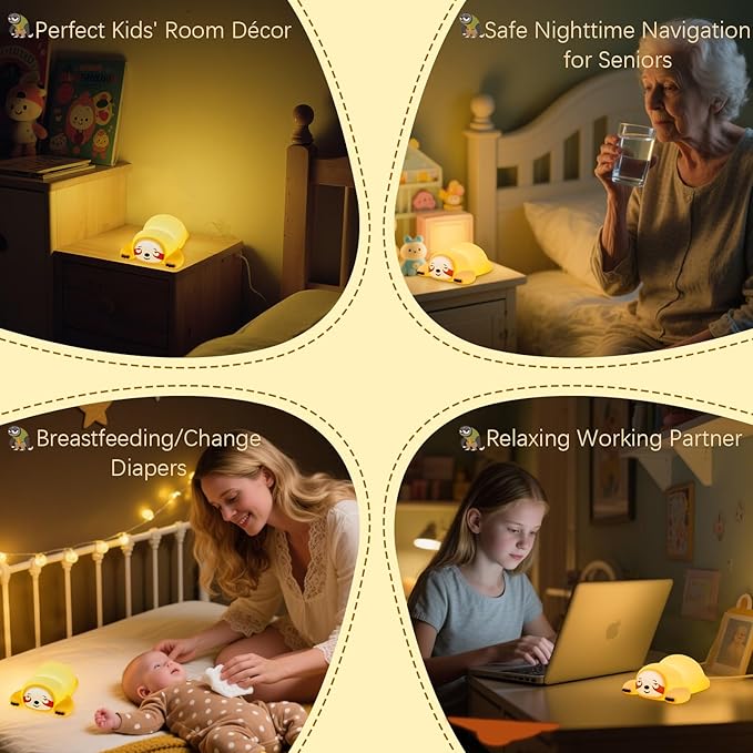 Cute Sloth Gifts Night Light, Funny Sloth Lamp, Rechargeable Squishy Dimmable Weird Nightlight, LED Novelty Animal Cute Stuff, Room Dorm Décor, Silicone Touch Light Up Sloth for Baby Kids - Bloomnest