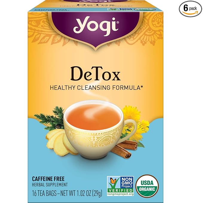 Yogi Tea DeTox Tea - 16 Tea Bags per Pack (6 Packs) - Organic Detox Tea for Digestive & Circulation Support - Includes Burdock, Dandelion, Ginger Root, Black Pepper, Cardamom & Juniper Berry - Bloomnest