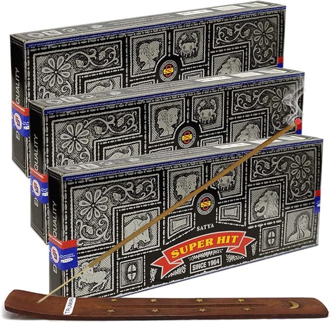 Super Hit Incense Sticks 100g and Holder Bundle - Pack of 3 (Approx 300 Sticks) - Bloomnest