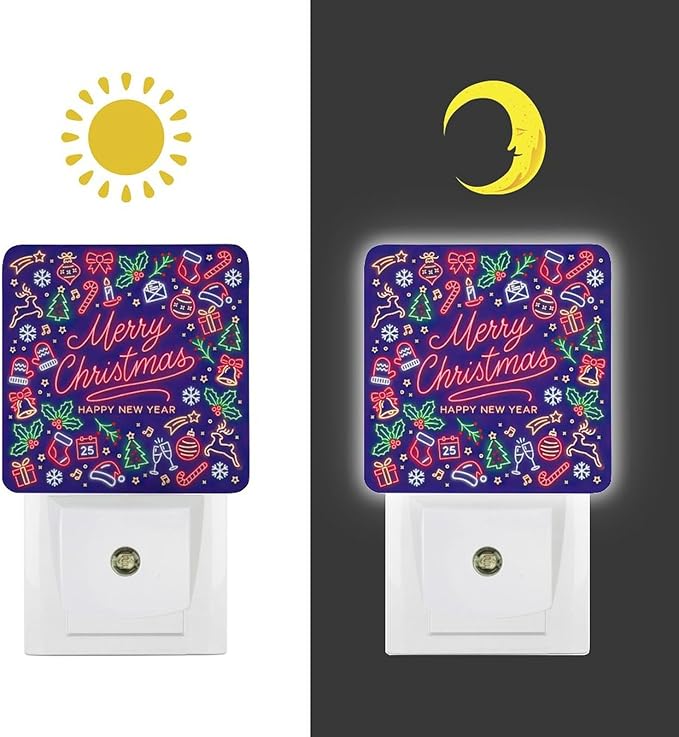 Merry Chrismas Night Light, Plug into Wall Decor Nightlights for Bedroom, Bathroom, Hallway, Kitchen, with Dusk to Dawn Light Auto Sensors LED Night Lights for Boys Girls Women Men Room Gifts - Bloomnest