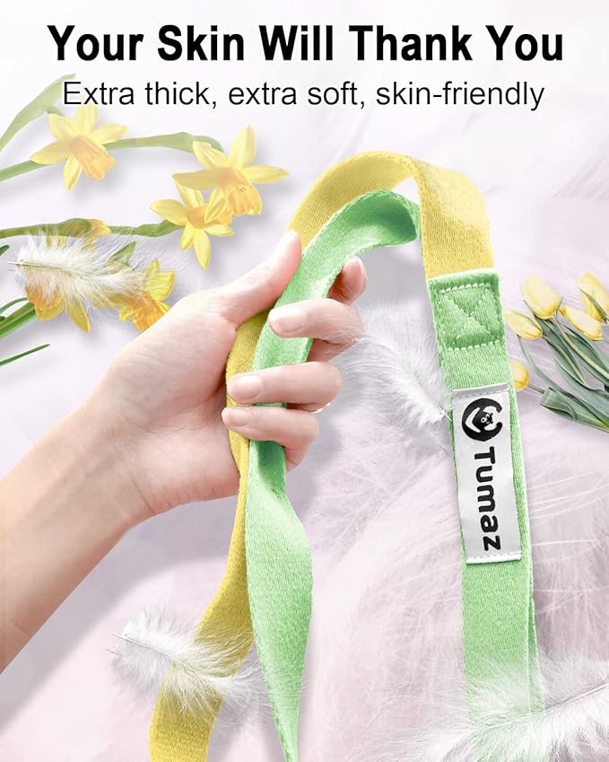 Tumaz Stretching Strap - 10 Loops & Non-Elastic Yoga Strap - The Perfect Home Workout Stretch Strap for Physical Therapy, Yoga, Pilates, Flexibility - [Extra Thick, Durable, Soft] - Bloomnest