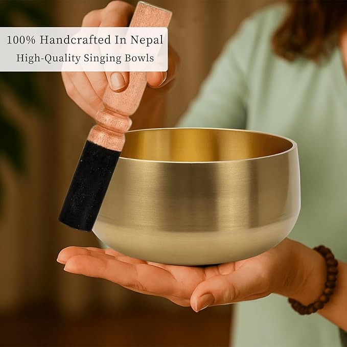 Large Tibetan Singing Bowl Set - 6" Handcrafted Meditation Sound Bowl for Yoga, Mindfulness, Chakra Healing & Stress Relief | Complete Kit with Cushion & Mallet | Spiritual Gifts for Beginners 6 Inch Lemofuta
