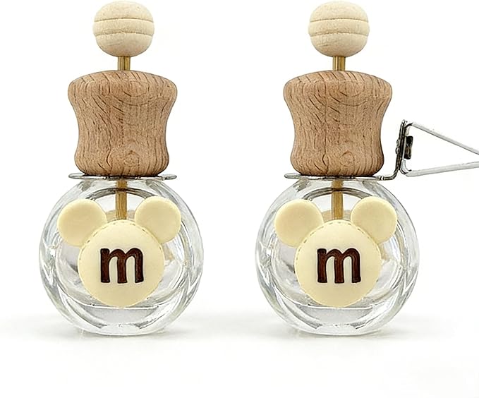 2 Pack Car Air Freshener Diffuser Bottle Refillable Empty Glass Perfume Bottle with Vent Clip, Drift Car Air Freshener Clip Essential Oil Diffuser for Car Oil Diffusers Interior Decor-A4 - Bloomnest