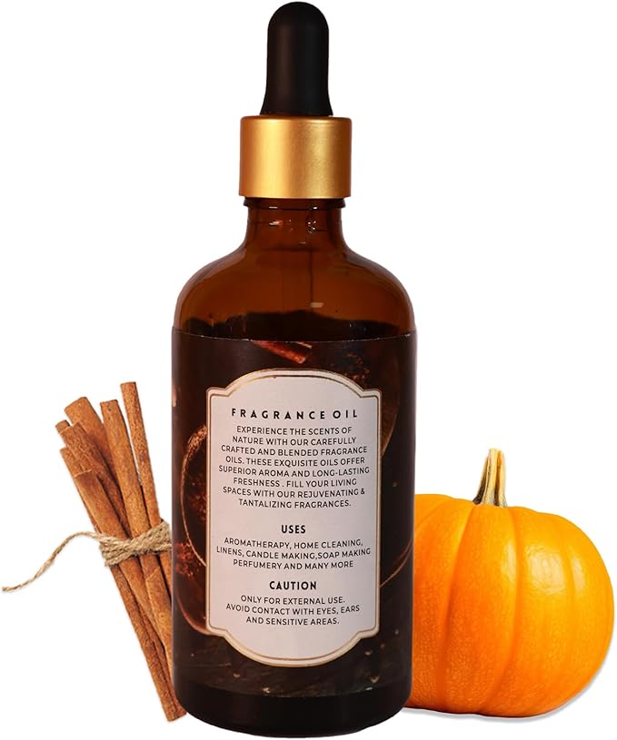 Luxurious Pumpkin Cinnamon Fragrance Oil by Enhanced Essentials|Holiday Mood Aromatic Oil for Diffuser,Laundry, Aromatherapy,Perfume,Gifting,Soap & Candle Making|with Glass Dropper|100 ml Bloomnest