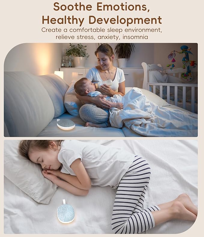 Portable White Noise Sound Machine: Baby Sleep Soother, Bluetooth Speaker, Rechargeable Battery, 4-Speed Timer, 6 Soothing Sounds Adult Therapy Aid for Trave (Blue, Portable) - Bloomnest