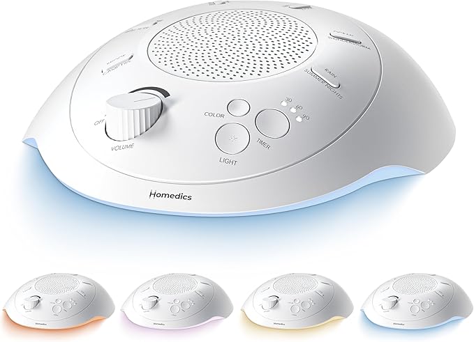 Homedics Sleep Better Portable Sound Machine, Night Light,12 Soothing Sounds Including White Noise, Rain, and Thunderstorm, Ultra-Portable Design, Auto-Off Timer, Ideal for Travel & Baby Sleep - Bloomnest
