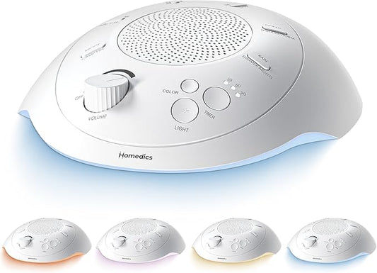 Homedics Sleep Better Portable Sound Machine, Night Light,12 Soothing Sounds Including White Noise, Rain, and Thunderstorm, Ultra-Portable Design, Auto-Off Timer, Ideal for Travel & Baby Sleep - Bloomnest