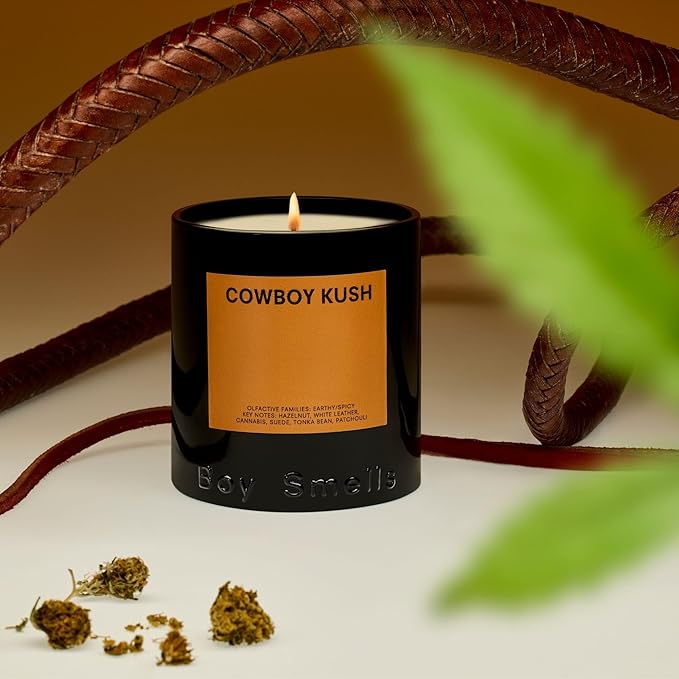 Boy Smells - Cowboy Kush Scented Candles for Men and Women - 8.5 oz - Soy, Coconut Wax Candle Blend - Aromatic Candles for Home with Suede, Saffron and Patchouli - 50-Hour Burn - Cotton Wick - Bloomnest