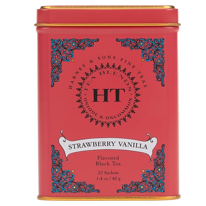 Harney & Sons Strawberry Vanilla, Flavored Black Tea, HT Line, 20 sachets - Bloomnest