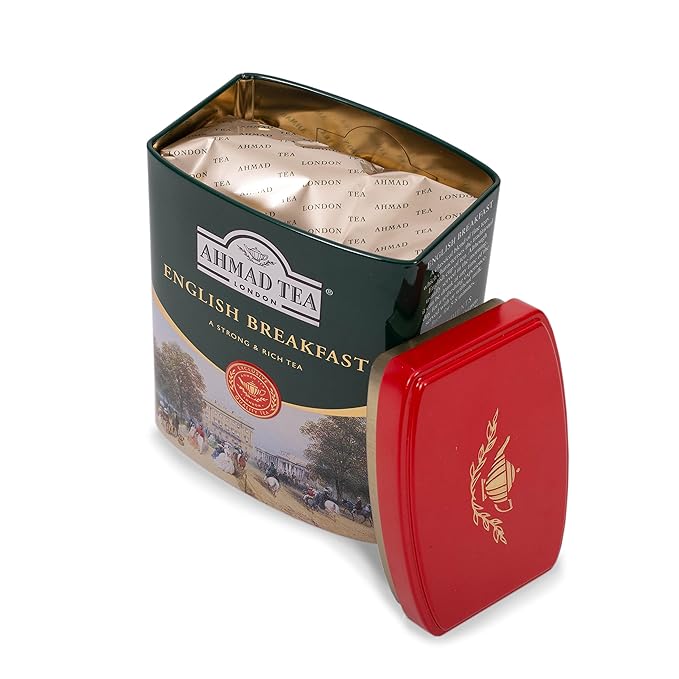 Ahmad Tea Caddy Gift Tin, English Scene, English Breakfast, 100 Gram - Bloomnest