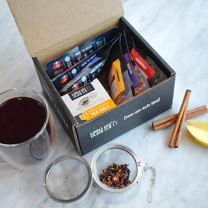 Tiesta Tea - Love & Warmth Loose Leaf Tea Gift Set, Loose Leaf, 6-Flavor Premium Variety Pack with Ball Strainer for Steeping, Brewing, and Enjoying, Valentines Day Assortment to Make Hot or Iced - Bloomnest