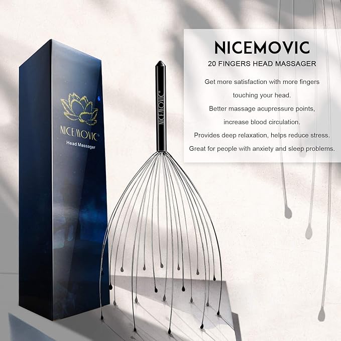 NICEMOVIC 2 Pack Head Scalp Massager Gifts for Women Men, Stocking Stuffers White Elephant Gifts for Adults Prizes for Adults Scalp Massager Hair Growth 20 Fingers Stress Relief Head Scratcher NICEMOVIC