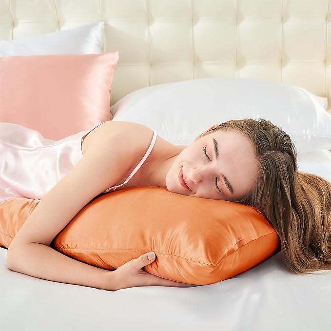 BEDELITE Satin Body Pillow Cover 2 Pack, Super Soft and Cooling Body Pillow Pillowcase for Hair and Skin, Breathable Silky Full Long Pillowcase Cover(20"x54", Burnt Orange) - Bloomnest