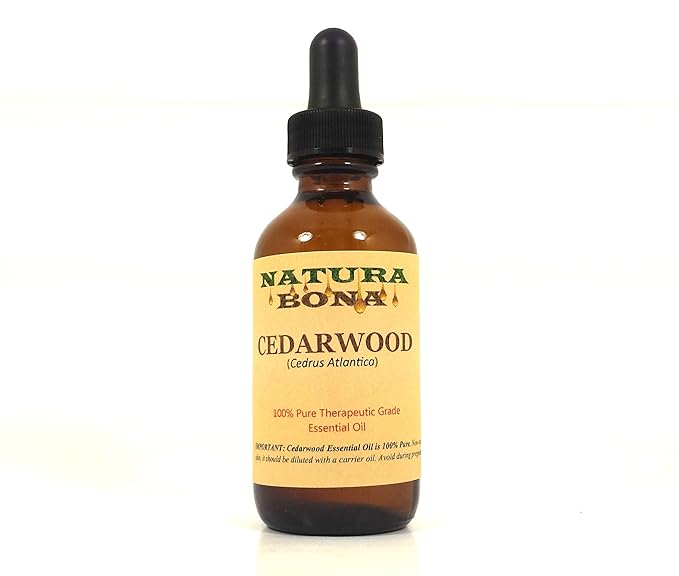 Pure Cedarwood Essential Oil 2 OZ / 60 ML in Amber Glass Graduated Dropper Bottle. Premium Therapeutic Grade Texas Cedarwood Oil. Use in Diffuser, Aromatherapy. Natura+Bona%C2%AE
