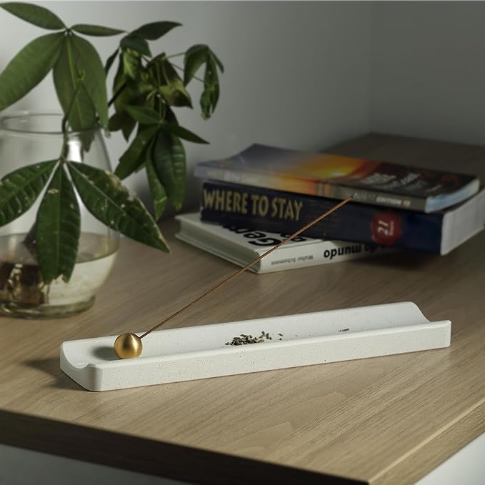 Koville Italian Quarella Engineered Marble Incense Holder, Incense Holders for Sticks, Sturdy Incense Burner Ideal for Meditation and Relaxing, Easy to Clean(Ariete Quarella) - Bloomnest