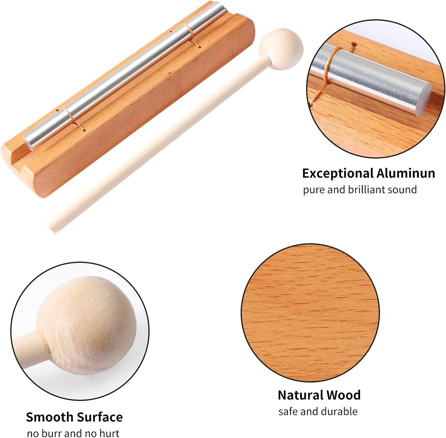 Energy Chimes Percussion Hand Bells: Solo Tone Chime Music Instrument with Mallet for Yoga Meditation Sound Healing Teachers' Classroom Tools