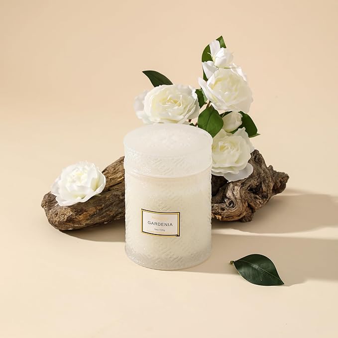 Gardenia Scented Candles, 19oz Aromatherapy Candles Gifts for Women, White Luxury Large Decorative Candle in Glass, Natural Soy Wax for Home - Bloomnest