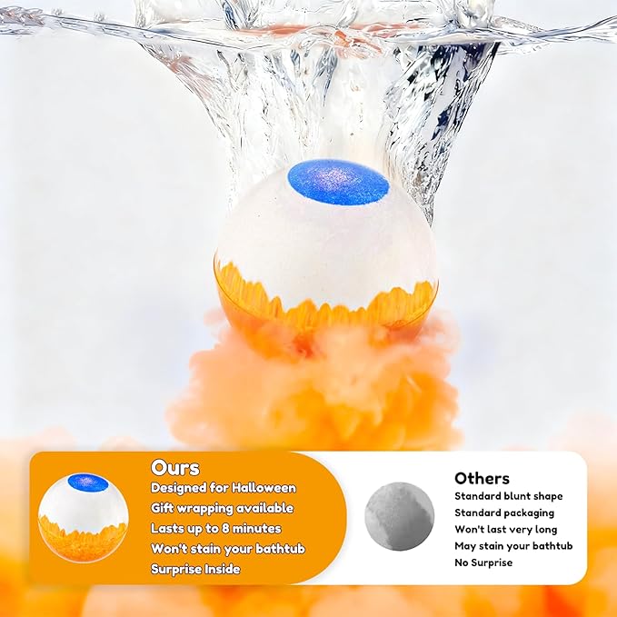 Halloween Bath Bombs for Kids Gifts: 9 Pcs Eyeball Bath Bomb with Toys Inside Surprise Spider Light up Bath Toy Spooky Basket Stuffers for Kid Boys Girls Ages 3+ Bubble Fall Shower Steamers Bathroom - Bloomnest