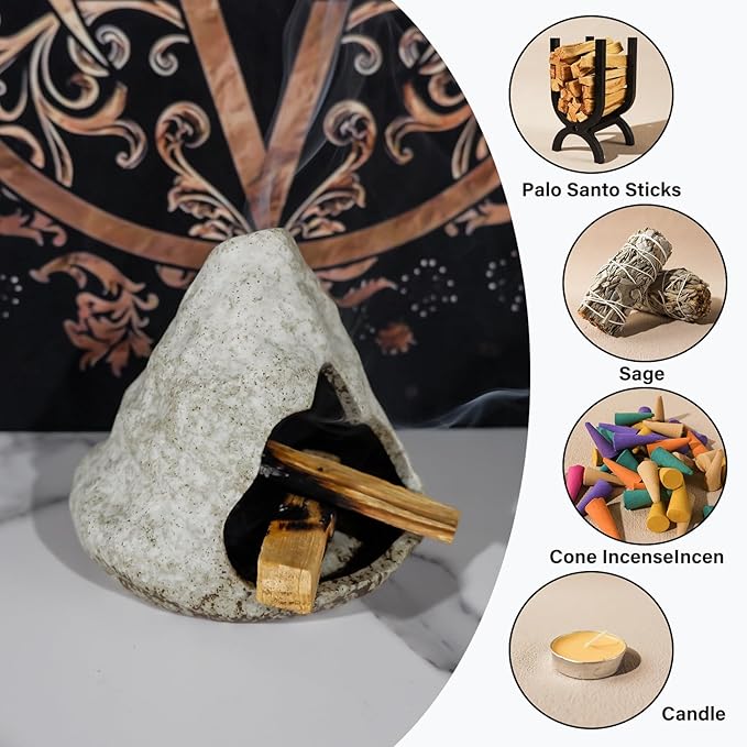 Pure White Zongzi Palo Santo Holder – Elegant Sage Cone Incense Dish for Zen Meditation & Energy Cleansing – Ideal for Aromatherapy, Stress Relief, and Mindfulness Decor Gifts. MOUGIGI