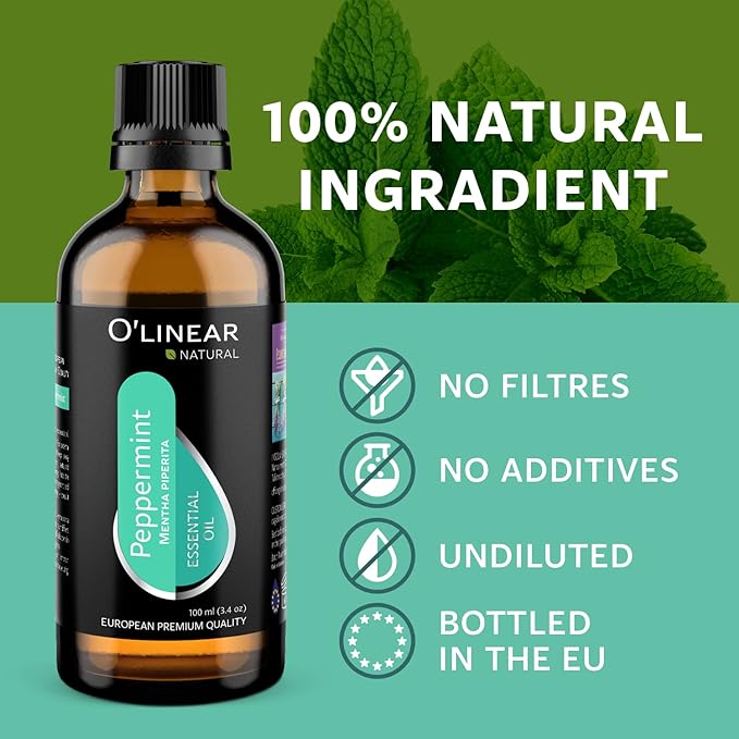 O'linear 3.4 Fl Oz Therapeutic Grade Peppermint Essential Oil for Diffusers for Home, Aromatherapy 100% Pure Mint Oil for Humidifiers, Natural Essential Oils for Candle Making SPA Steam Room Sauna - Bloomnest