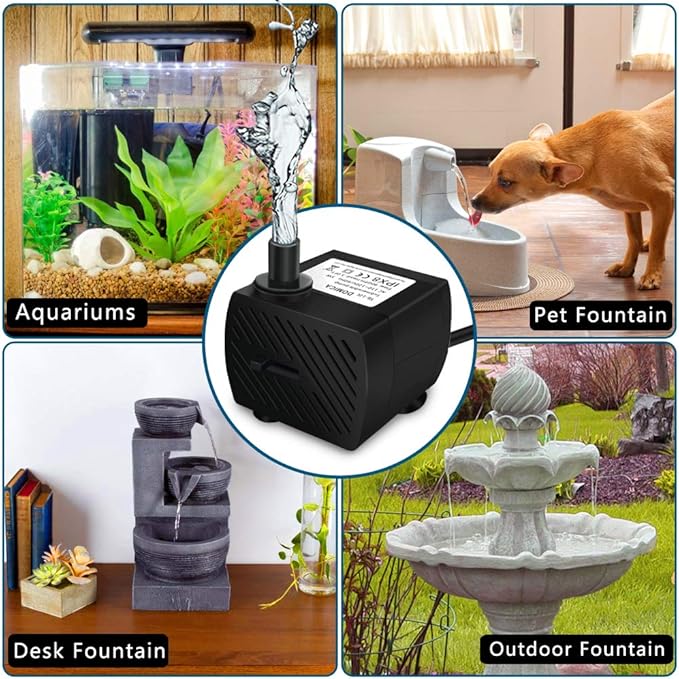 DOMICA (80GPH 4W) Mini Submersible Water Pump with 2.2FT Tube for Pond, Aquariums, Fish Tank, Hydroponics, Tabletop Fountain, Pet Fountain, Indoor or Outdoor Fountain Pump - Bloomnest