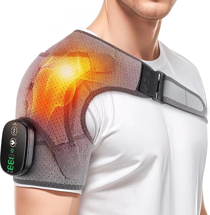 Shoulder Heating Pad, Shoulder Massager for Pain Relief Deep Tissue, Heated Shoulder Brace Wrap for Men Women, Rotator Cuff Heating Pad for Pain Relief - Bloomnest