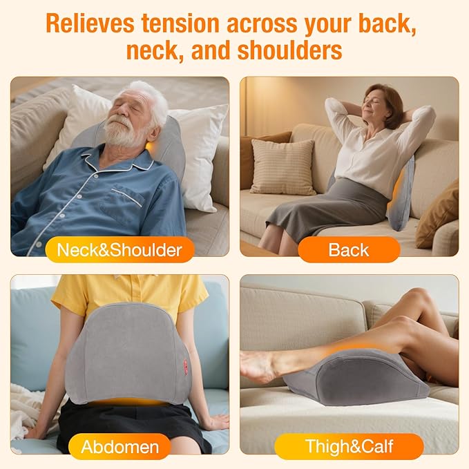 Shiatsu Neck and Back Massager for Pain Relief with Heat, Lower Back Massager Deep Tissue Kneading Pillow for Neck, Lower Back, Leg, Shoulder - Gift for Dad Mom, Auto Shut-Off - Bloomnest