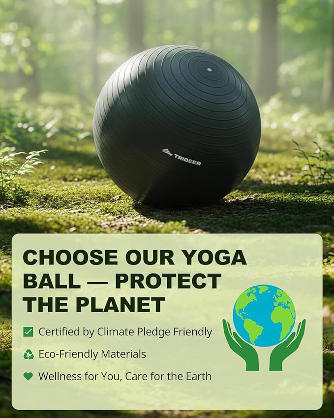 Trideer Exercise Ball for Yoga, Pilates & Fitness – Stability Ball Equipment for Home Gym & Office Chair, Core & Balance Training Accessories, Physical Therapy Equipment, Quick Pump Included, 5 Sizes - Bloomnest