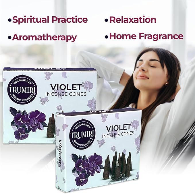 Violet Incense Cones - 60 Pack (10 x 6 Scents) - Scented Cone Incense