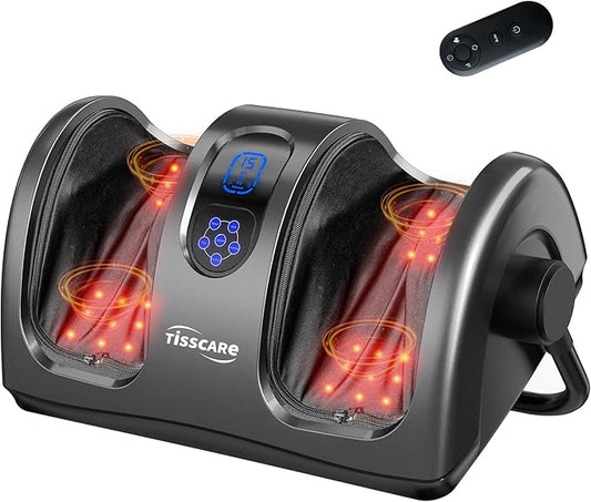 TISSCARE Foot Massager with Heat, Shiatsu Foot Massager for Plantar Fasciitis, Neuropathy, Circulation and Pain Relief, Remote Control, Deep Kneading, Gifts for Women Men Mom Dad - Bloomnest
