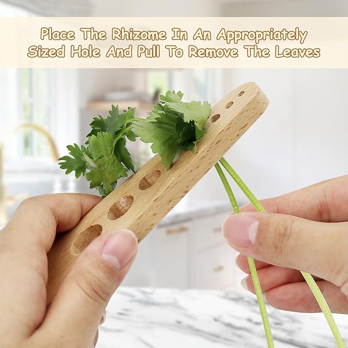 Herb Stripper Wooden Vegetable Leaf Remover Rustic Safe Kitchen Tool Cooking Gifts for Chefs and Housewives (Wooden) - Bloomnest