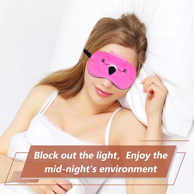 Funny Flamingo Sleeping Mask Eye Mask Cute Animal Sleep Mask Soft Plush Blindfold Travel Eye Cover Eyeshade for Kids Adults Girls Boys Women Men (Flamingo, Hot Pink) - Bloomnest